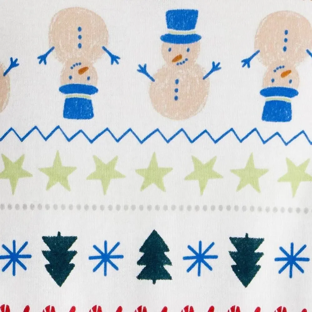 NEW! M Carter's Adult Unisex Christmas Snowman Fair Isle 2PC Pajama Set White